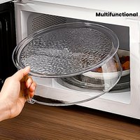 1Multifunctional Microwave Oven Splash Guard - Heat Resistant200°C,360°Splash Proof,Plastic food cover with stackable design,Veg