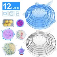 LMETJMA 6/12 pièces couvercles extensibles en Silicone réutilisables cuisine couvertures de conservation fraîche Compression couvercles extensibles en Silicone universels KC0338