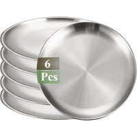 6Pcs Stainless Steel Plate Set BBQ Fried Chicken Barbecue Meat Plate Vegetable Fruit Storage Tray Party Cake Dessert Plate