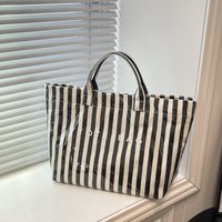 PVC Tote Bag,Vertical Stripe Waterproof Fashion Letter Women Shoulder Bag,Large Capacity Work Top Handle Handbag,Shopper Pouch