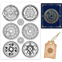 Magic Summoning Circle Clear Stamps Round Compass Transparent Silicone Stamps for Card Making Decoration and DIY Scrapbooking