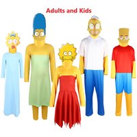 Simpsons Family Cosplay Costume Stage Performance Outfit The Simpsons Cosplay Set for Adults Kids parent-child Party suit