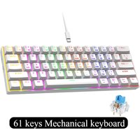 Wired 61 Key Mechanical Keyboard with Backlight for Gaming 60 percent clavier white keyboards mini klawiatura tastiera meccanica