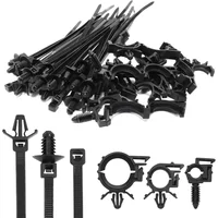 45Pcs Push Mount Cable Zip Tie with Car Wire Routing Clips Universal car cable clips Self locking Fastening cables organizer