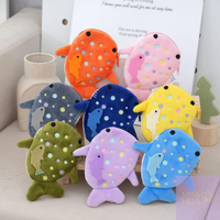 Fashionable Blue Shark Mini Whales Plush Coin Wallet with Women's Small Change Bag and Key Earphone Pouch