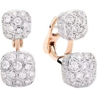 Bellux 925 pure silver synthetic zircon square full diamond plated K-gold earrings Fashion jewelry craftsmanship earrings