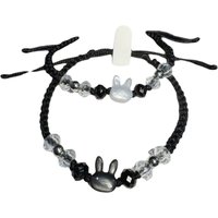 Fashion Minimalist Design Couple Bracelet Moonstone Obsidian Cute Rabbit Woven Bracelet Black White Beaded Cat Bracelet Unisex