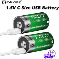PALO 1.5V 6000mWh Rechargeable Battery C size USB Rechargeable lithium battery LR14 Batteries charged by Type C USB cable