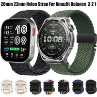 20mm 22mm Nylon Loop Strap for Amazfit Bip Max 6 5/Balance 3 2 Parachute Buckle Bracelet for Amazfit Active Max/3/2/T-Rex 3 Pro