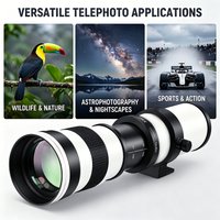 420-800mm F8.3-16 Super Telephoto Lens, with T-Type Lens | Compatible with Nikon, Canon, Dslr/Mirrorless Cameras, Manual Focus, Aluminum Alloy Material, Coated Optical Lenses, Suitable for Wildlife,
