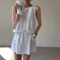 East Gate 2026 Summer New Korean Style Sleeveless Vest Top Wide Leg Short Skirt Casual Fashion Set Women's Fashion Ensemble