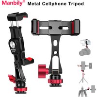 Manbily Metal Phone Holder Clamp with Hot Shoe 360° Rotatable Tripod Adapter for DSLR Camera Monitor iPhone15 SP-09