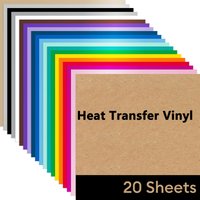 HTV Heat Transfer Vinyl for T-Shirts 11.8"x7.9" -20 Pack Perfect Iron On Vinyl for Cricut, Silhouette Cameo or Heat Press Machin