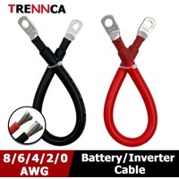Car Battery Connection Line Cable 0 2 4 6 8 AWG Soft Silicone Tinned Copper Wire With M8 Connecting Piece For Inverter Car Solar