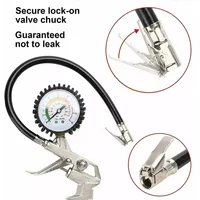 Car Motorcycle Tire Air Pressure Monitoring Gauge Tester 0-220PSI Inflator Pump Compressor Dial Meter Multifunctional