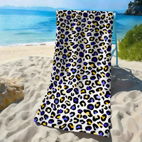 Vibrant Leopard Print Beach Towel Modern Neon Cheetah Pattern Towel Soft Absorbent Quick Dry Beach Blanket for Summer