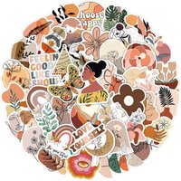50pcs Aesthetic Vintage Bohemian Stickers Retro Boho Art Decals Phone Laptop Notebook Stationary Scrapbooking Case Toy Gift