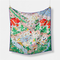 53cm Romantic Summer Vacation Fashion Brand Scarves 100% Twill Silk Scarves Women Design Neckerchief Hijab Square Scarf Shawls