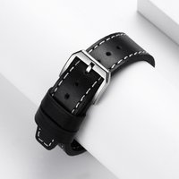 ADDIESDIVE Men's Retro Leather Watches Strap 20mm Black Watchband for Analog Watches Strap Steel Buckle Replacement Accessories