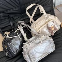 Popular Cute Bow Ribbon Ita Bags Shoulder Bag Y2K Fashion Versatile Badge Display bowling crossbody backpack Boston Bag Mute V