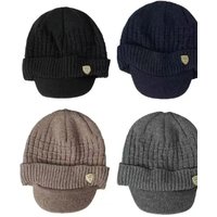 AliExpress Soft Beanie Cap With Brim 1998 Label Thick Knitted Hat For Women Unisex Keep Warm Hat Stylish Winter Hats For Men Add Fur Lined