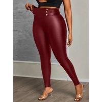 Plus size PU leather pants for women; high-waisted, slim-fit leggings for outerwear, slimming and fashionable ankle pants