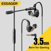 Essager 3.5mm Wired Gaming Headphones In Ear Wired Earphones with Microphone Stereo Earbuds Sports In-line Control For Phones