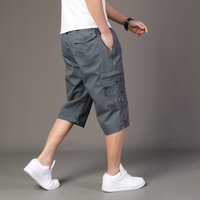 Zipper Pocket Workwear Shorts Mens Knee Cargo Pants 2026 Summer Cotton Shorts Men Climbing Jogger Elastic Waist Sports Work Wear