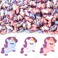 5/20/50Pcs Unicorn 3D Silicone Beads Pony Cute Little Foal Focal Beads for DIY KeyChain Bag Jewelry Making Pen Accessory Beaded