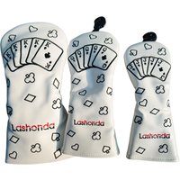 Lashonda Poker Series Golf Headcovers for Driver Fairway Wood Hybrid PU Leather Waterproof Stain Resistant Soft Fleece Lining Em