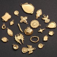 5pcs Gold Color Blank Settings Charm Irregular Geometry Wings Shell Eye DIY Stainless Steel Cabochons Pendant For Jewelry Making
