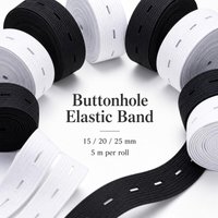 15mm 20mm 25mm DIY Sewing Accessories Elastic Band White Black Buttonhole Waistband Adjustable 5 Meters