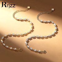Rrjzz 3x6mm Marquise Cut 5A CZ Lab Imitation Diamond Tennis Bracelet for Women 22cm Zircon Charm Chain Anniversary Jewelry Gifts