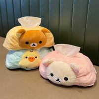 Rilakkuma Cartoon Plush Tissue Box Cute Polka Dot Soft Napkin Storage Holder For Living Room Bedroom Home Tabletop Family Use
