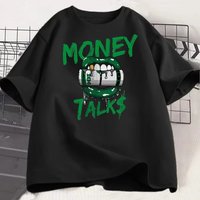 Money Talks Women's Tee - Streetwear Graphic, Casual White Top Women Clothes Y2k Top Harajuku Graphic T Shirts Goth Tshirt