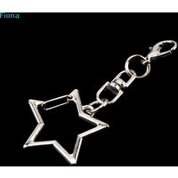 ♤Silver Hollow Star Keychain - Minimalist Metal Charm for Bags & Keys