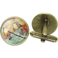 Men's Fashion Globe Earth Cufflinks Silver/Ancient Bronze Colour Cuff Button for Male Gentleman Shirt Wedding Cuff Links Gifts