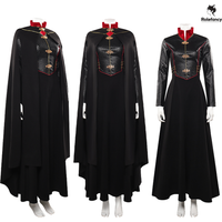 Adult Women Rhaenyra Cosplay Women Costume Robe Black Dress Cloak Cape TV Dragon Halloween Carnival Party Clothes Disguise