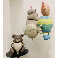 Cartoon Bear Mylar Balloons Matte Finish Airplane Design for Birthday Party Graduation Ceremony Decor Helium-Inflated Aluminium