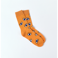 1 Pair of Mid-Calf Socks for Unisex, Featuring Long Lashes And Big Eyes Design, Trendy and Fashionable