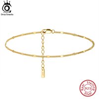ORSA JEWELS 14K or 1.2mm chaîne cubaine italienne Bracelet de cheville pour femmes 925 en argent Sterling Fine été plage pied Bracelet bracelets de cheville SA43