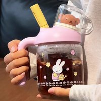 Miffy Straw Cup Glass Water Cup Large Capacity Tea Cup Creative Home Kettle Can Be Heated and High Temperature Resistant