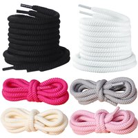 Chunky Round Shoelaces Solid Color Thick Braided Shoe Laces with Aglet Tips Replacement Laces for Platform Sneakers Casual Shoes