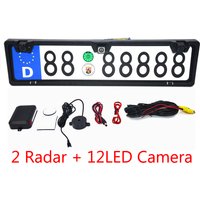 EU Europe car license plate frame Rear View camera 170 degree night vision with 2 Visual reversing radar detector