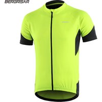 BERGRISAR Men's Cycling Jersey Summer Bicycle Short Sleeve Bike Shirt Quick Dry Cycling Clothing Zipper Pocket Breathable BG650