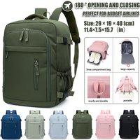 180 ° Open Cabin Backpack, Airline Approved Carry on Nylon Bag with Shoe Compartment for Flight, Business & Weekend Trips