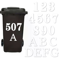 Wheelie Bin Stickers Self-Adhesive Trash Can Labels PVC Number 0-9 Letters A-G Stickers Garage Car Bins Stickers Weatherproof