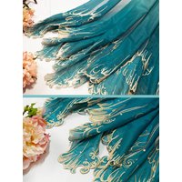 embroidery green blue Gradient color soft fabric DIY hanfu shirts doll cloth (Repair the fabric edges by yourself)