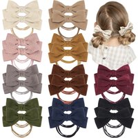 10/20Pcs/set New Fashion Autumn Winter 4Inch Bow Flocking Hair Ring Elastic Hair Bands for Women Girls Hair Accessories Headwear