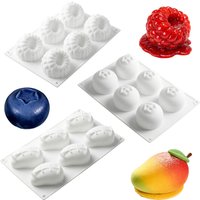 3Pcs 3D Mango Raspberry Blueberry Shaped Silicone Cake Molds Pastry Bakeware Fruit Mousse Cake Baking Mousse Dessert Baking Tool